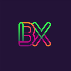 initial logo letter BX, linked outline rounded logo, colorful initial logo for business name and company identity.