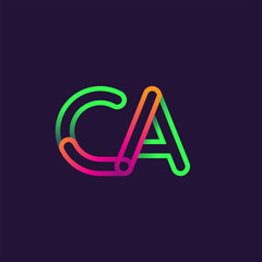 initial logo letter AB, linked outline rounded logo, colorful initial logo for business name and company identity.