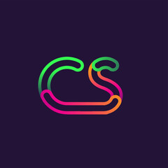initial logo letter CS, linked outline rounded logo, colorful initial logo for business name and company identity.
