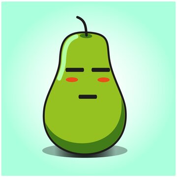 Cute pear cartoon mascot character vector design © KusenAlwi