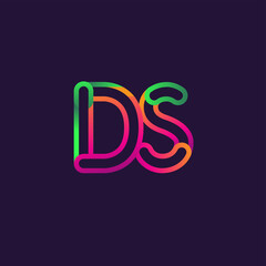 initial logo letter DS, linked outline rounded logo, colorful initial logo for business name and company identity.