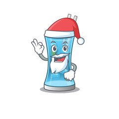 cartoon character of blue hawai cocktail Santa having cute ok finger