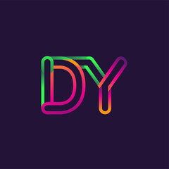 initial logo letter DY, linked outline rounded logo, colorful initial logo for business name and company identity.