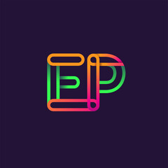 initial logo letter EP, linked outline rounded logo, colorful initial logo for business name and company identity.