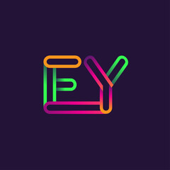 initial logo letter EY, linked outline rounded logo, colorful initial logo for business name and company identity.