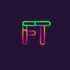 initial logo letter FT, linked outline rounded logo, colorful initial logo for business name and company identity.
