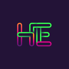 initial logo letter HE, linked outline rounded logo, colorful initial logo for business name and company identity.