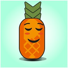 Cute Pineapple cartoon mascot gradient background character vector design