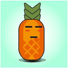 Cute Pineapple cartoon mascot gradient background character vector design
