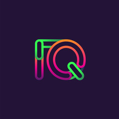 Fototapeta premium initial logo letter IQ, linked outline rounded logo, colorful initial logo for business name and company identity.