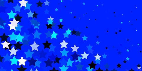 Dark BLUE vector template with neon stars. Modern geometric abstract illustration with stars. Pattern for wrapping gifts.