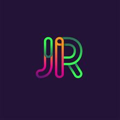 initial logo letter JR, linked outline rounded logo, colorful initial logo for business name and company identity.