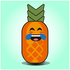Cute Pineapple cartoon mascot gradient background character vector design
