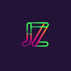 initial logo letter JZ, linked outline rounded logo, colorful initial logo for business name and company identity.