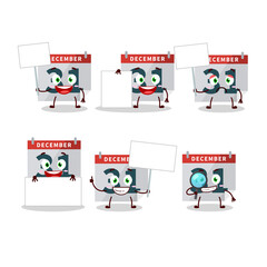 Fototapeta premium December 31th calendar cartoon character bring information board