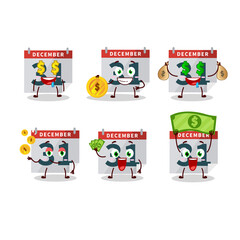 December 31th calendar cartoon character with cute emoticon bring money