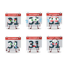 December 31th calendar cartoon character with sad expression
