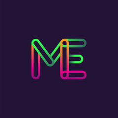 initial logo letter ME, linked outline rounded logo, colorful initial logo for business name and company identity.