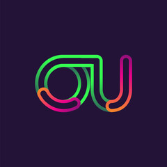 initial logo letter OU, linked outline rounded logo, colorful initial logo for business name and company identity.