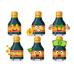 Wine bottle cartoon character with cute emoticon bring money