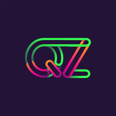 initial logo letter QZ, linked outline rounded logo, colorful initial logo for business name and company identity.