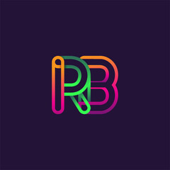 initial logo letter RB, linked outline rounded logo, colorful initial logo for business name and company identity.
