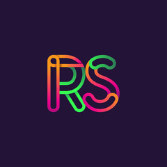 initial logo letter RS, linked outline rounded logo, colorful initial logo for business name and company identity.