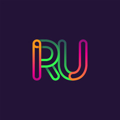 initial logo letter RU, linked outline rounded logo, colorful initial logo for business name and company identity.