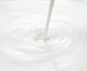 Close up of the milk pouring