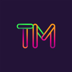 initial logo letter TM, linked outline rounded logo, colorful initial logo for business name and company identity.