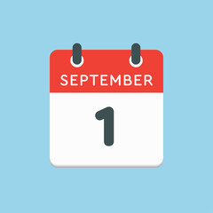 Naklejka premium Calendar icon day 1 September, template date days