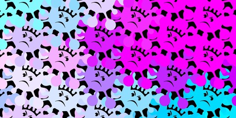 Dark pink, blue vector template with flu signs.