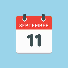 Calendar icon day 11 September, template date days