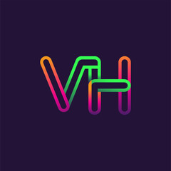 initial logo letter VH, linked outline rounded logo, colorful initial logo for business name and company identity.