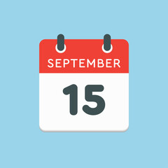 Calendar icon day 15 September, template date days