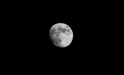 Waxing Gibbous Moon Isolated Against a Black Background