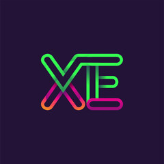initial logo letter XE, linked outline rounded logo, colorful initial logo for business name and company identity.