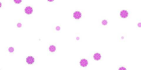 Light Pink vector doodle texture with flowers.