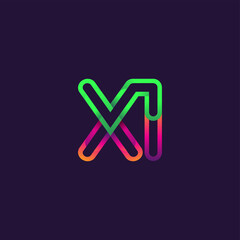 initial logo letter XI, linked outline rounded logo, colorful initial logo for business name and company identity.