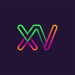 Obraz premium initial logo letter XV, linked outline rounded logo, colorful initial logo for business name and company identity.