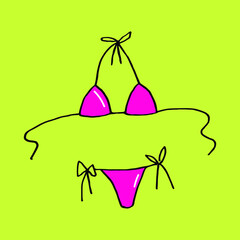 hand-drawing women's swimsuit, summer, vector, doodle
