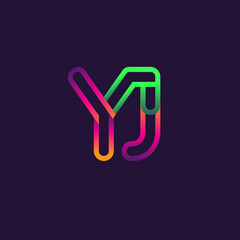 initial logo letter YJ, linked outline rounded logo, colorful initial logo for business name and company identity.