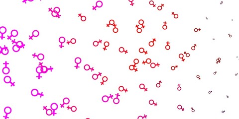 Light Pink, Yellow vector backdrop with woman's power symbols.