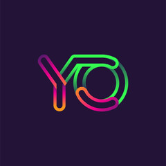 initial logo letter YO, linked outline rounded logo, colorful initial logo for business name and company identity.