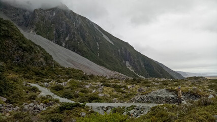 Beautiful View Inside Mt Cook National Park South Island New Zealand