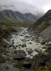 Naklejka na ściany i meble Beautiful View Inside Mt Cook National Park South Island New Zealand