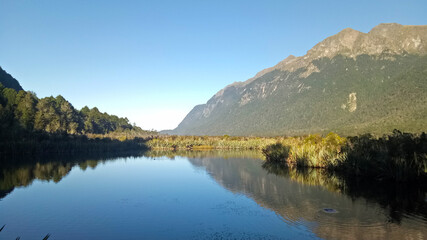 Fototapeta na wymiar Beautiful scenery on the way to Milford Sound New Zealand
