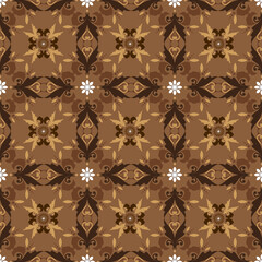 Abstract pattern on Traditional Java batik with seamless brown color design