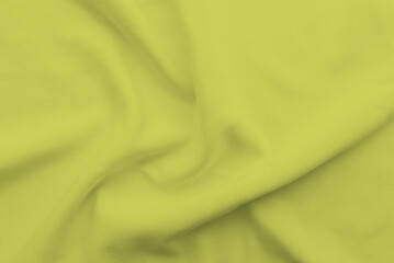 Abstract folded clothes mesh background, yellow fabric texture