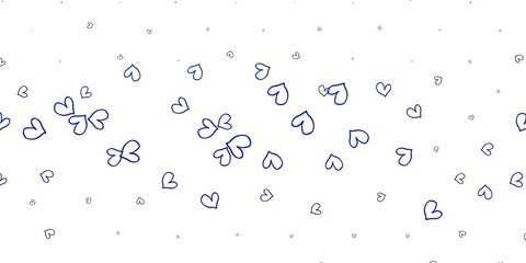 Light Blue, Green vector background with Shining hearts.